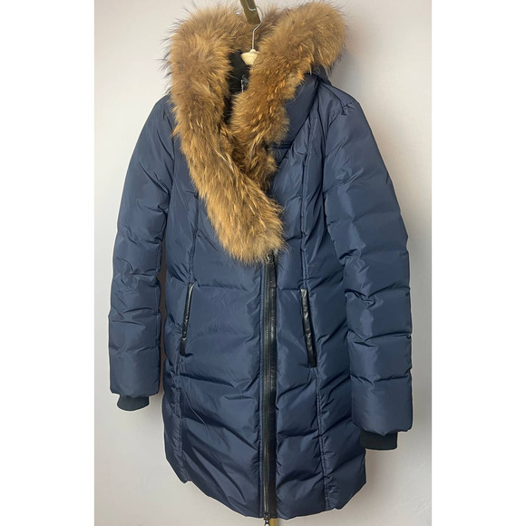 Mackage Kay-F Navy and Black Heavy Down Hooded Jacket Sz. M - Picture 2 of 12